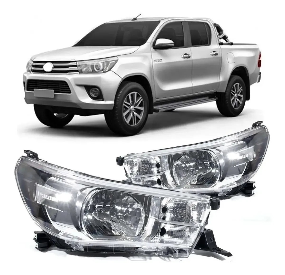 foto de Farol Cromado Elétrico Hilux 16-20 Esq.